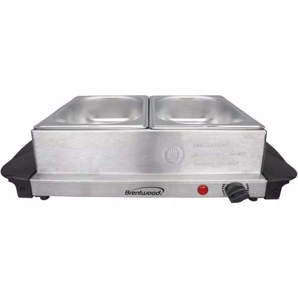 Brentwood Appliances 3 Qt. Metallic 2-Pan Buffet Server with Warming Tray, Stainless Steel
