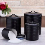 Old Dutch 4-Piece Matte Black Stainless Steel Wave Design Canister Set with Fresh Seal Covers thumbnail 2