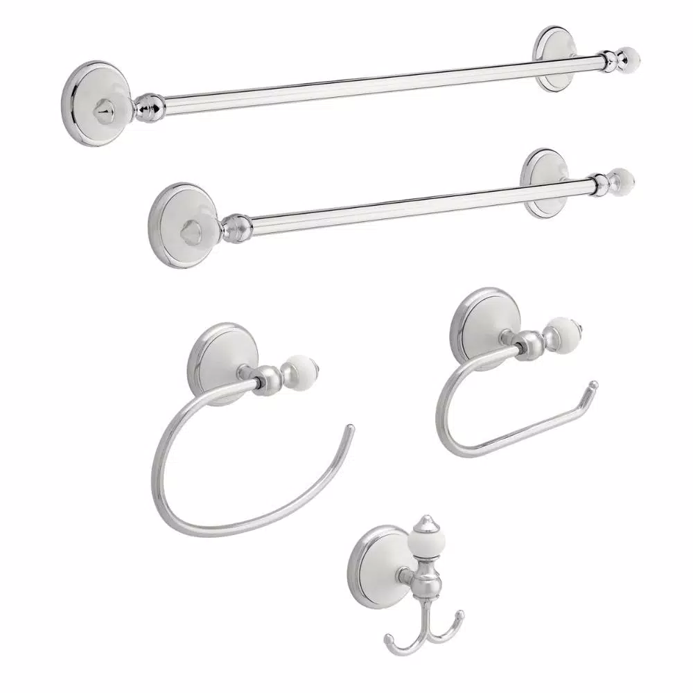 Delta Alexandria Double Towel Hook - Chrome and White