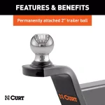 CURT Fusion Trailer Hitch Ball Mount, 2" Receiver, 2" Rise, 7,500 lbs. Capacity, 2" Ball thumbnail 2