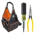 Klein Tools 3-Piece Tradesman Pro Tool Set with 8-Inch Tote, Long Nose Pliers, and 6-in-1 Multi-Nut Driver thumbnail 1