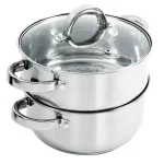 Oster Hali 3 Qt. Stainless Steel Stovetop Steamer Set with Glass Lid and Saucepan thumbnail 1