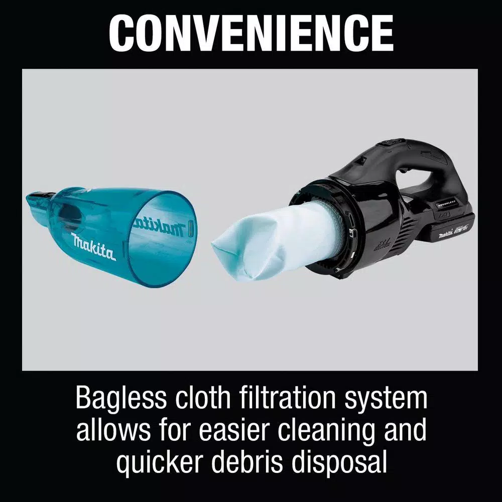 Makita 18V LXT Brushless Cordless Vacuum Kit with 2.0Ah Battery, Rapid Charger & Cyclonic Attachment