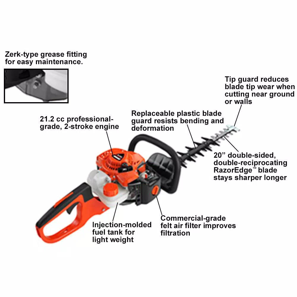 ECHO HC-2020 20 in. Gas Hedge Trimmer, 21.2 cc 2-Stroke Engine