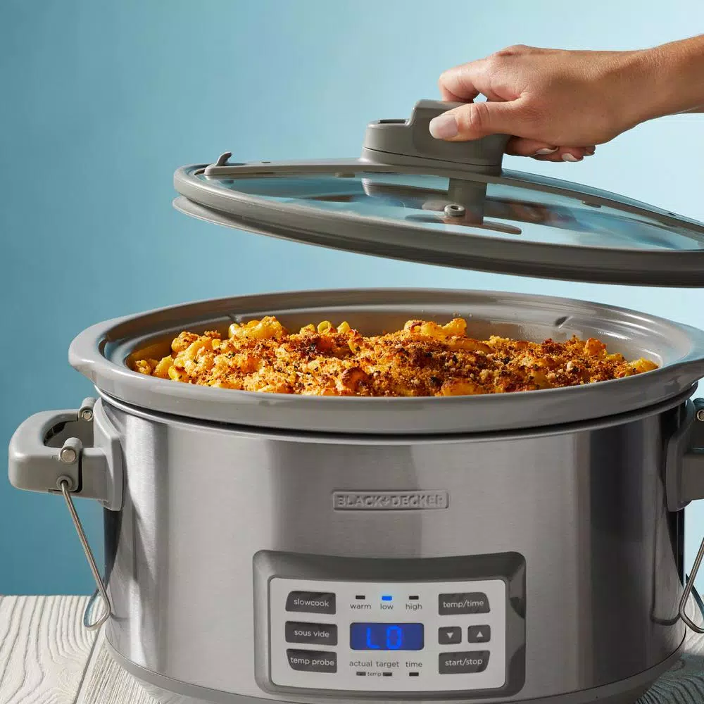 BLACK+DECKER 7 Qt. Stainless Steel Digital Slow Cooker with Temperature Probe and Sous-Vide Function