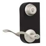 Kwikset Balboa Satin Nickel Exterior Entry Door Lever and Single Cylinder Deadbolt Combo Pack thumbnail 4