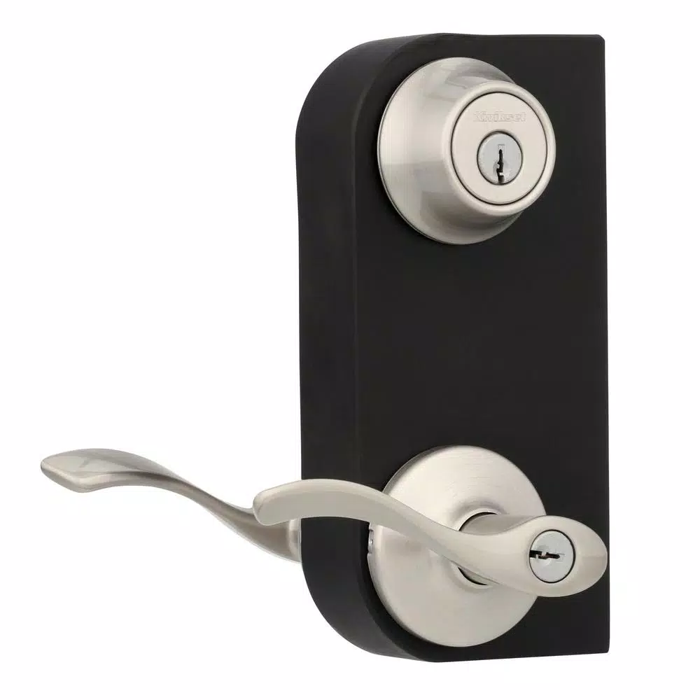 Kwikset Balboa Satin Nickel Exterior Entry Door Lever and Single Cylinder Deadbolt Combo Pack