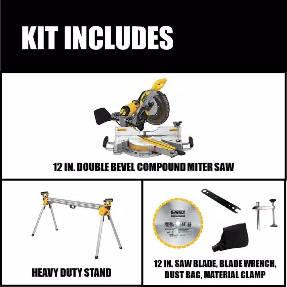 DEWALT 12 in. 15 Amp Sliding Compound Miter Saw with Heavy-Duty Stand Kit