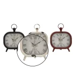 LITTON LANE Set of 3 Vintage Farmhouse Rounded Rectangle Iron Table Clocks - Distressed Red, Black, and White thumbnail 5