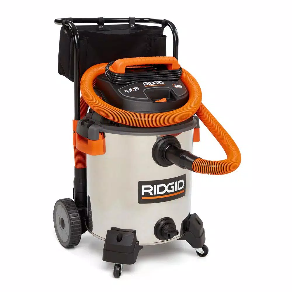 RIDGID 16 Gal. 6.5 Peak HP Stainless Steel Wet/Dry Shop Vac with 10 ft. Pro Hose and Locking Accessories
