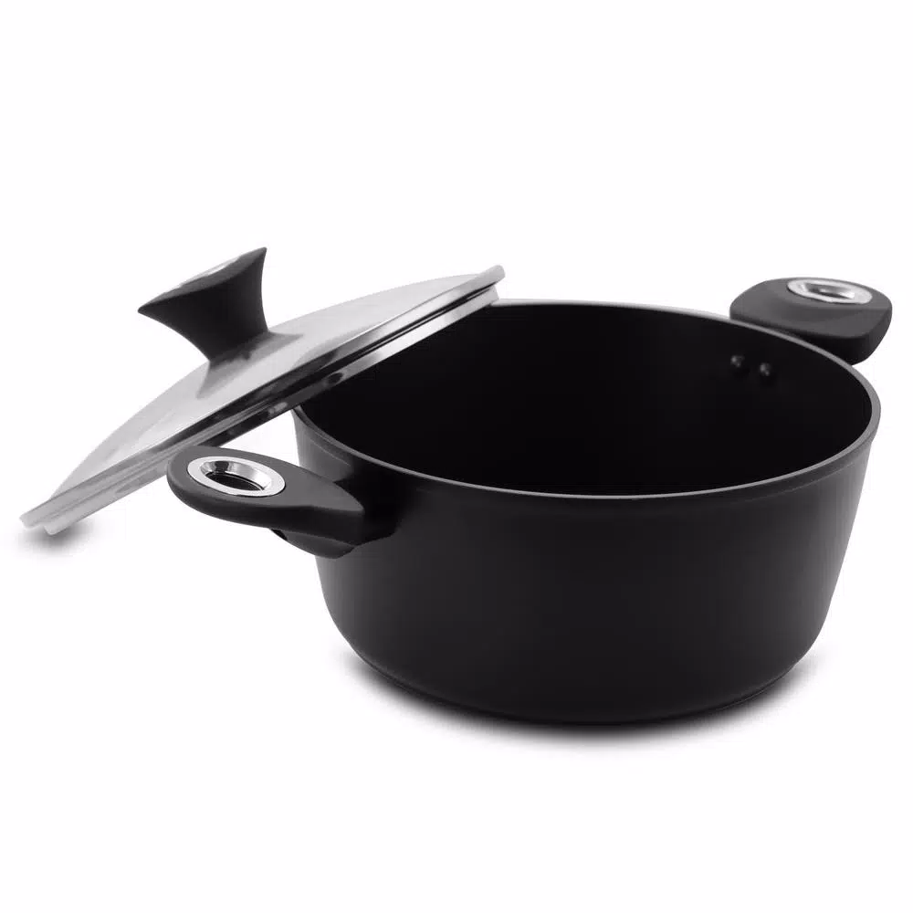 Oster Cuisine Allston 4.2 Qt. Nonstick Aluminum Dutch Oven with Glass Lid, Gray