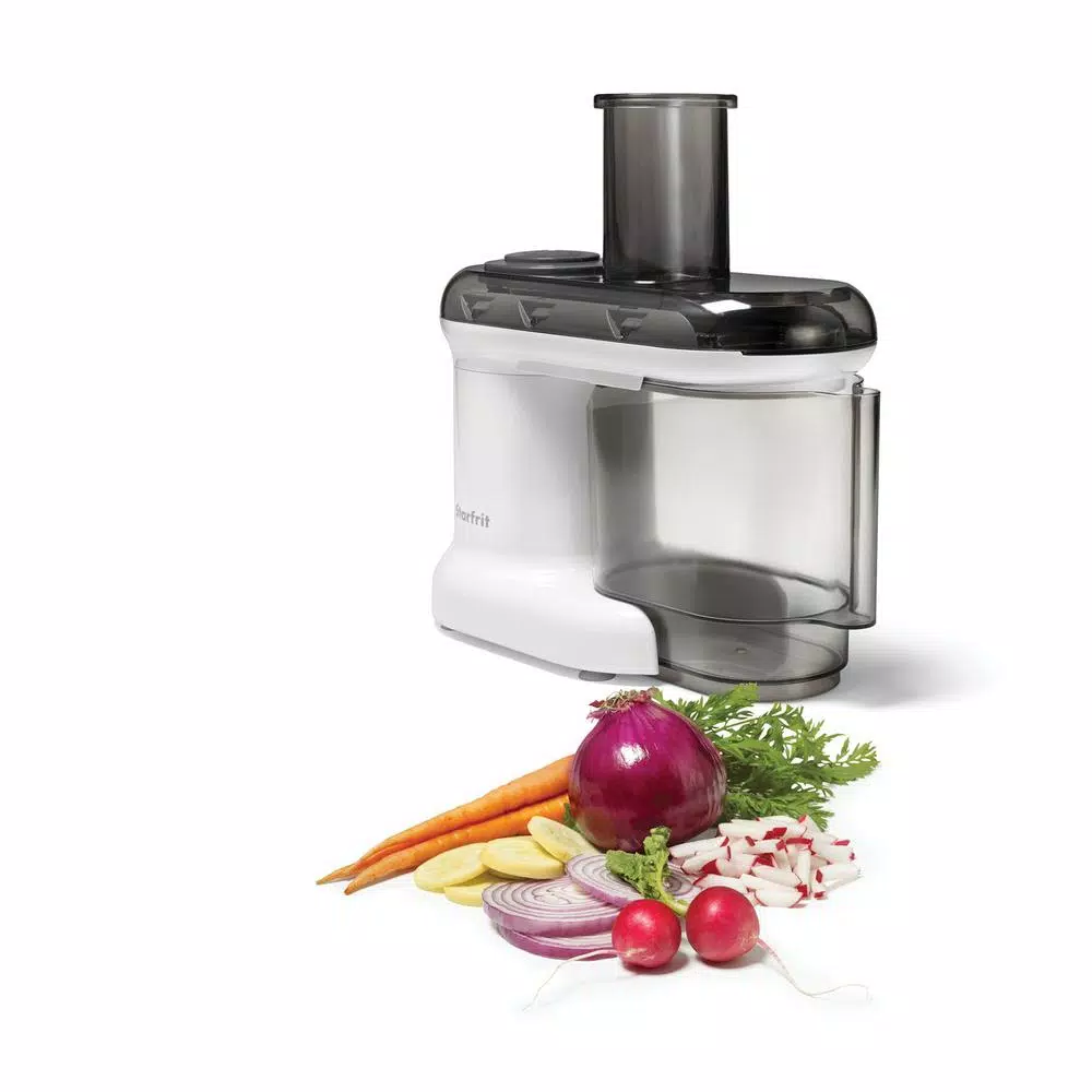 Starfrit Electric Mandoline Slicer, 7-in-1 Vegetable and Fruit Slicer, White