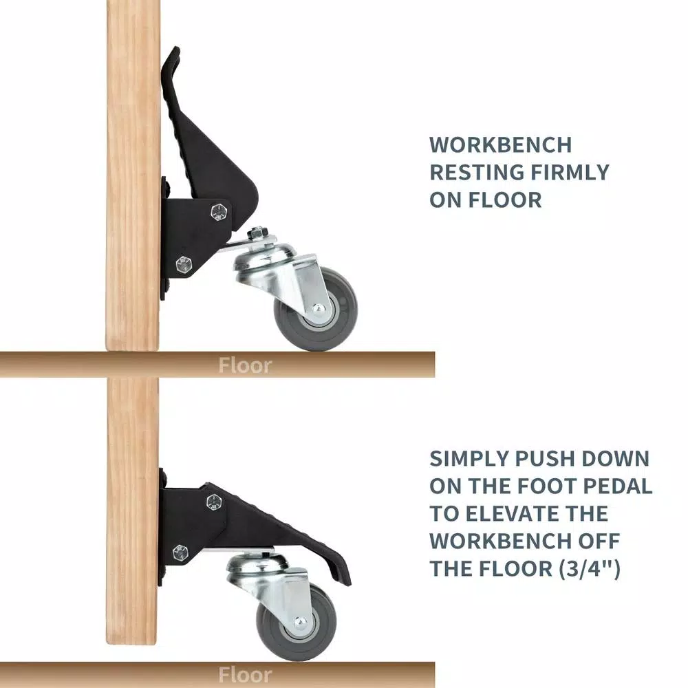 POWERTEC Workbench Casters with Quick-Release Plates, 4-Set Mobility Kit