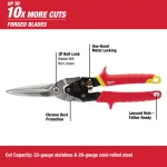 Milwaukee 3-Piece Aviation Snips Set, Left, Right, and Straight Cut Metal Cutters thumbnail 4