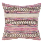 LR Resources Eclectic Pink Striped Hypoallergenic Throw Pillow, 18 x 18 in. thumbnail 1