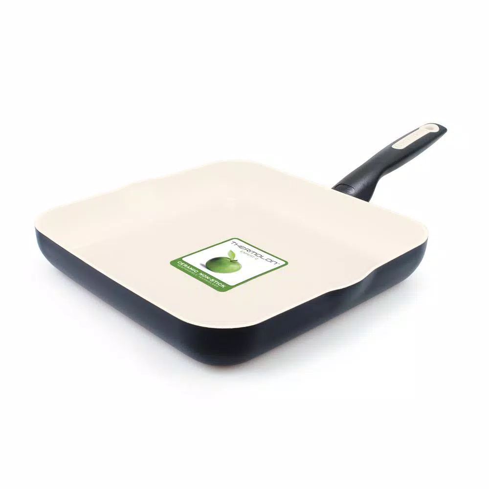 GreenPan Rio 10 in. Square Aluminum Ceramic Nonstick Griddle, Black