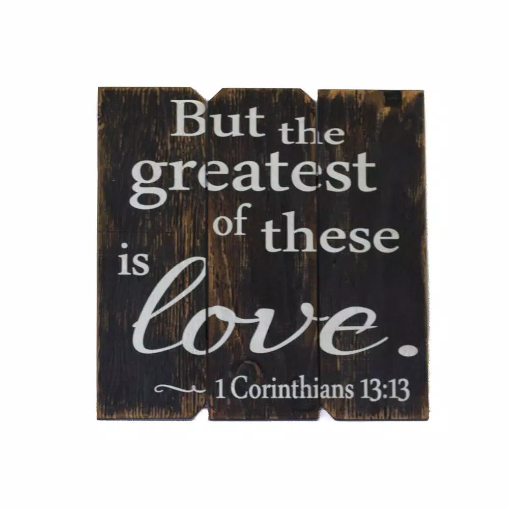Unbranded But The Greatest of These is Love 16 in. x 16 in. Wood Wall Art Sign