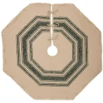 VHC Brands 48 in. Green Vintage Burlap Stripe Farmhouse Christmas Tree Skirt thumbnail 1