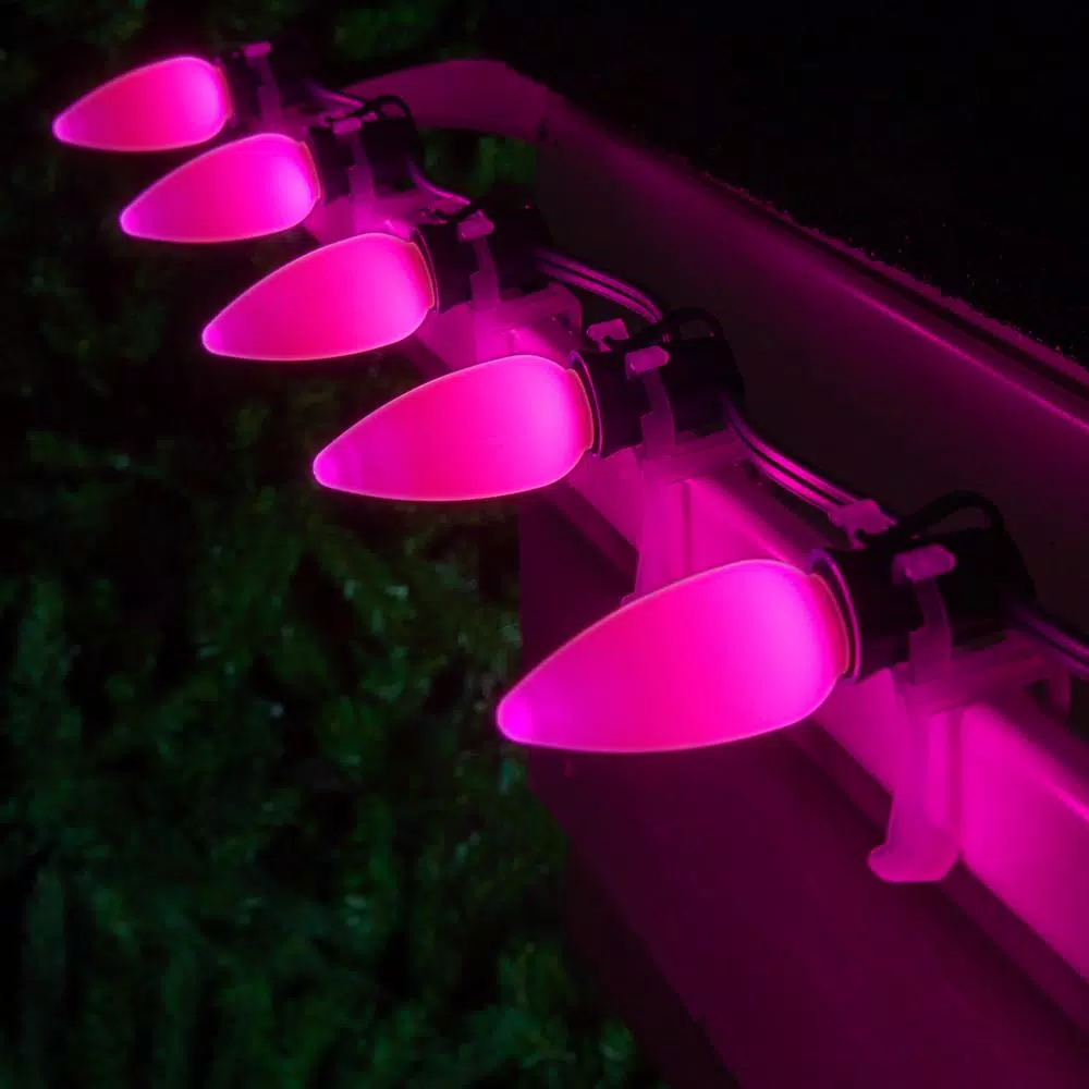Wintergreen Lighting OptiCore C9 LED Pink Smooth Opaque Christmas Light Bulbs, 25-Pack