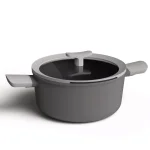 BergHOFF Leo 4.6 qt. Aluminum Nonstick Stock Pot with Glass Lid, Grey thumbnail 1