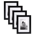 DesignOvation Gallery Wood Picture Frame Set, Black Satin Finish, Set of 4 thumbnail 1