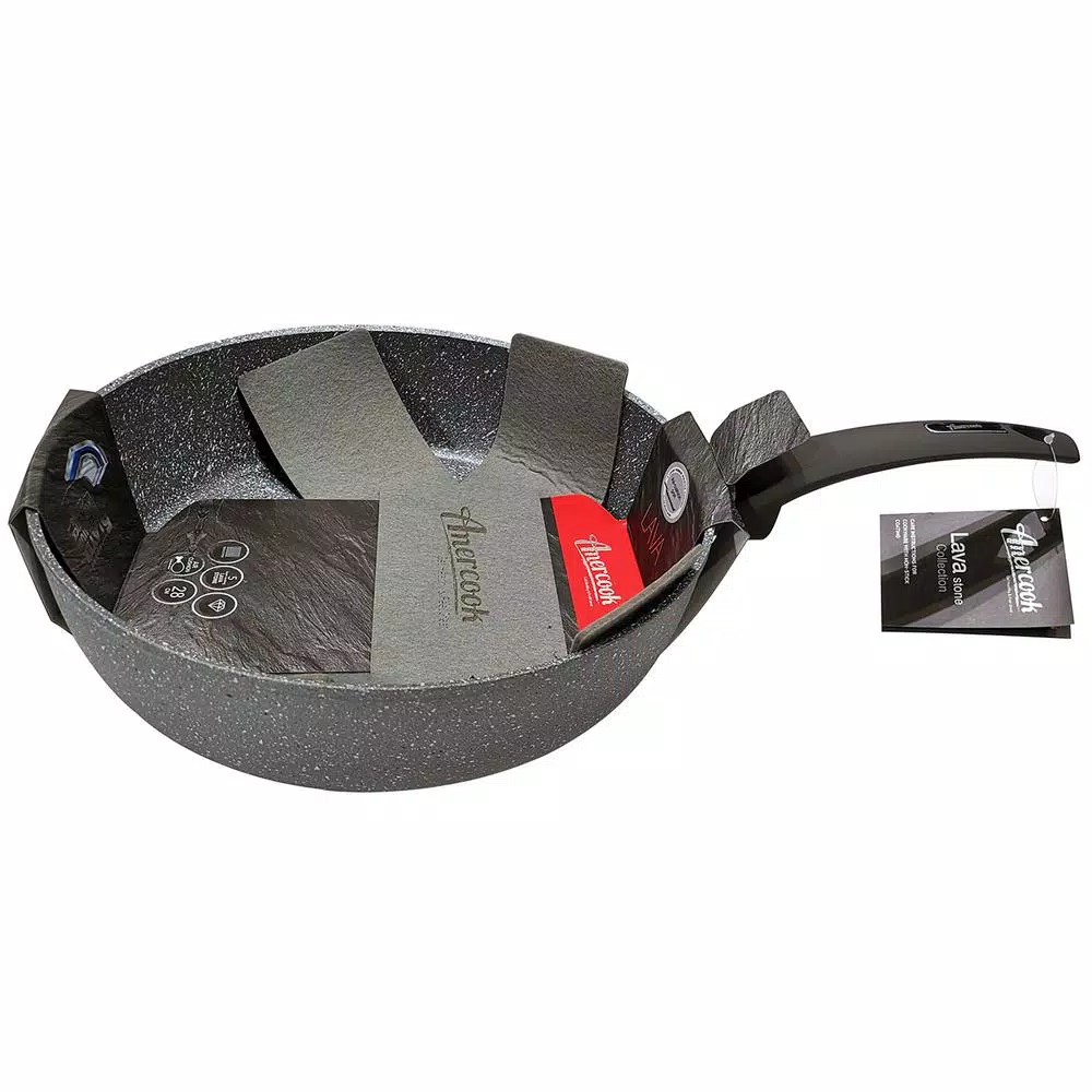 AMERCOOK Lava Stone 8.7 in. Aluminum Nonstick Frying Pan, Gray