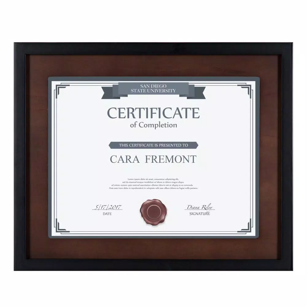 DesignOvation LeMans 8.5 x 11 in. Black and Walnut Brown Document Picture Frame Set, Set of 4