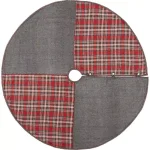 VHC Brands 60 in. Anderson Cherry Red Rustic Patchwork Christmas Tree Skirt thumbnail 1