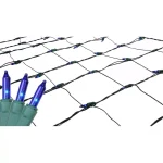 Northlight 4 ft. x 6 ft. Blue Mini Net Style Christmas Lights with Green Wire, 150 Bulbs thumbnail 1