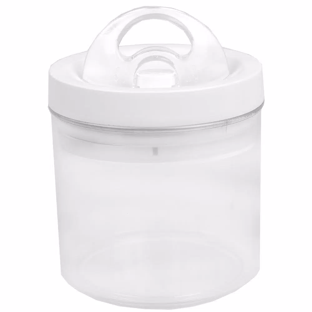 Home Basics 0.9 L Twist 'N Lock Air-Tight White Round Plastic Canister