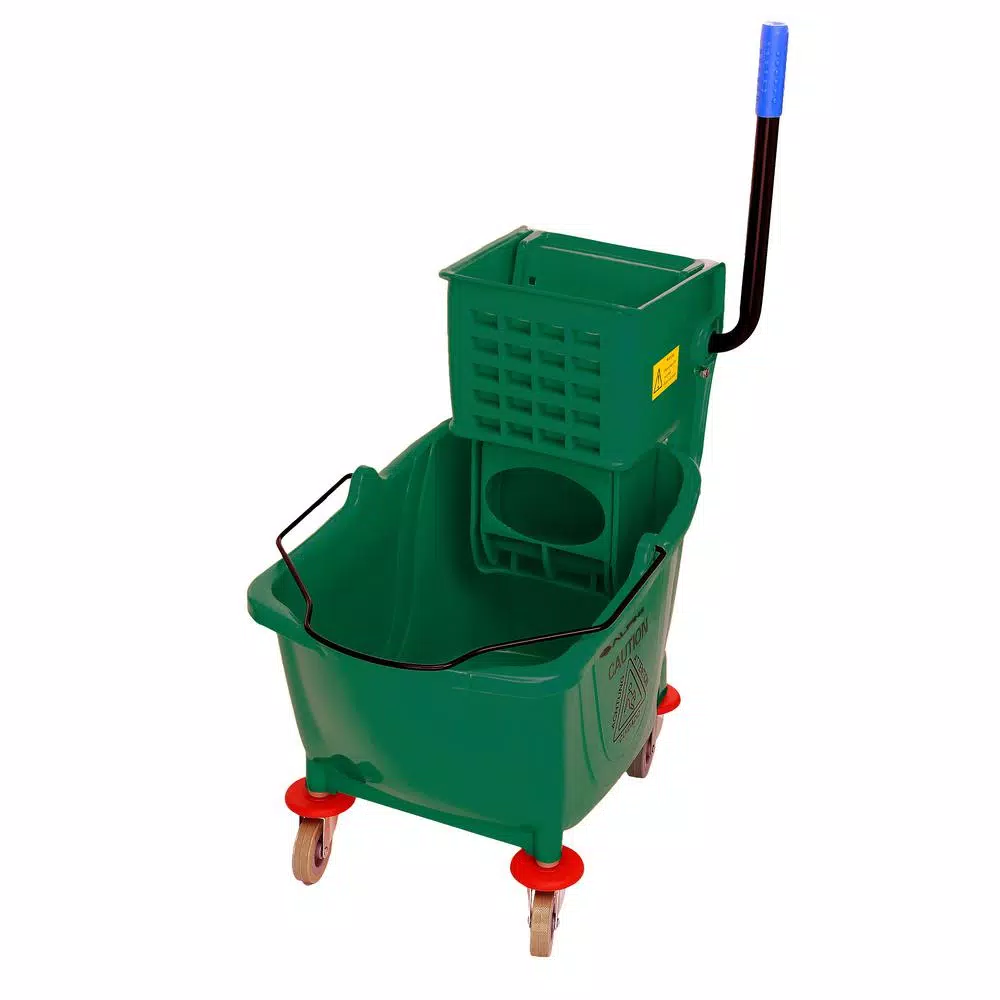 Alpine Industries 36 Qt. Mop Bucket with Side Press Wringer, Green