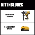 DEWALT 20V MAX XR Brushless 1/2 in. Hammer Drill Kit with (1) 5.0 Ah Battery thumbnail 2