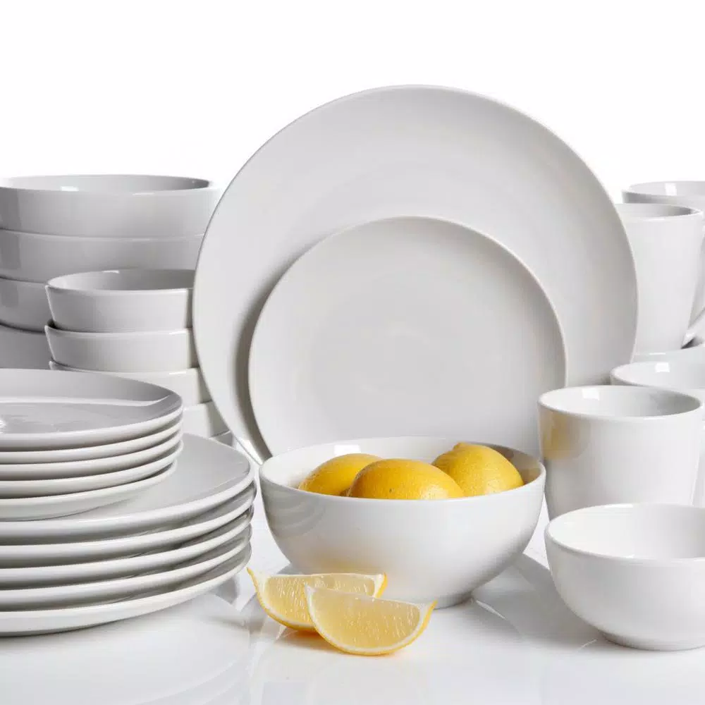 Gibson Home Ogalla 30-Piece White Porcelain Dinnerware Set, Service for 6