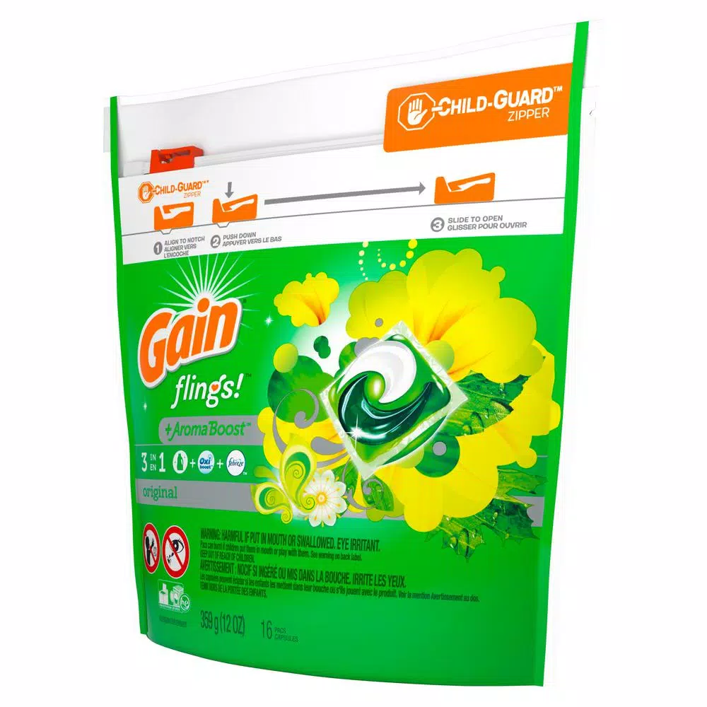 Gain Flings Original Scent Laundry Detergent Pods, 16-Count
