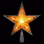 Northlight 9 in. Gold and Amber Crystal 5-Point Star Christmas Tree Topper, Prelit thumbnail 1