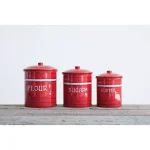 3R Studios Ceramic Flour, Sugar and Coffee Canister Set of 3 with Lids - White thumbnail 2