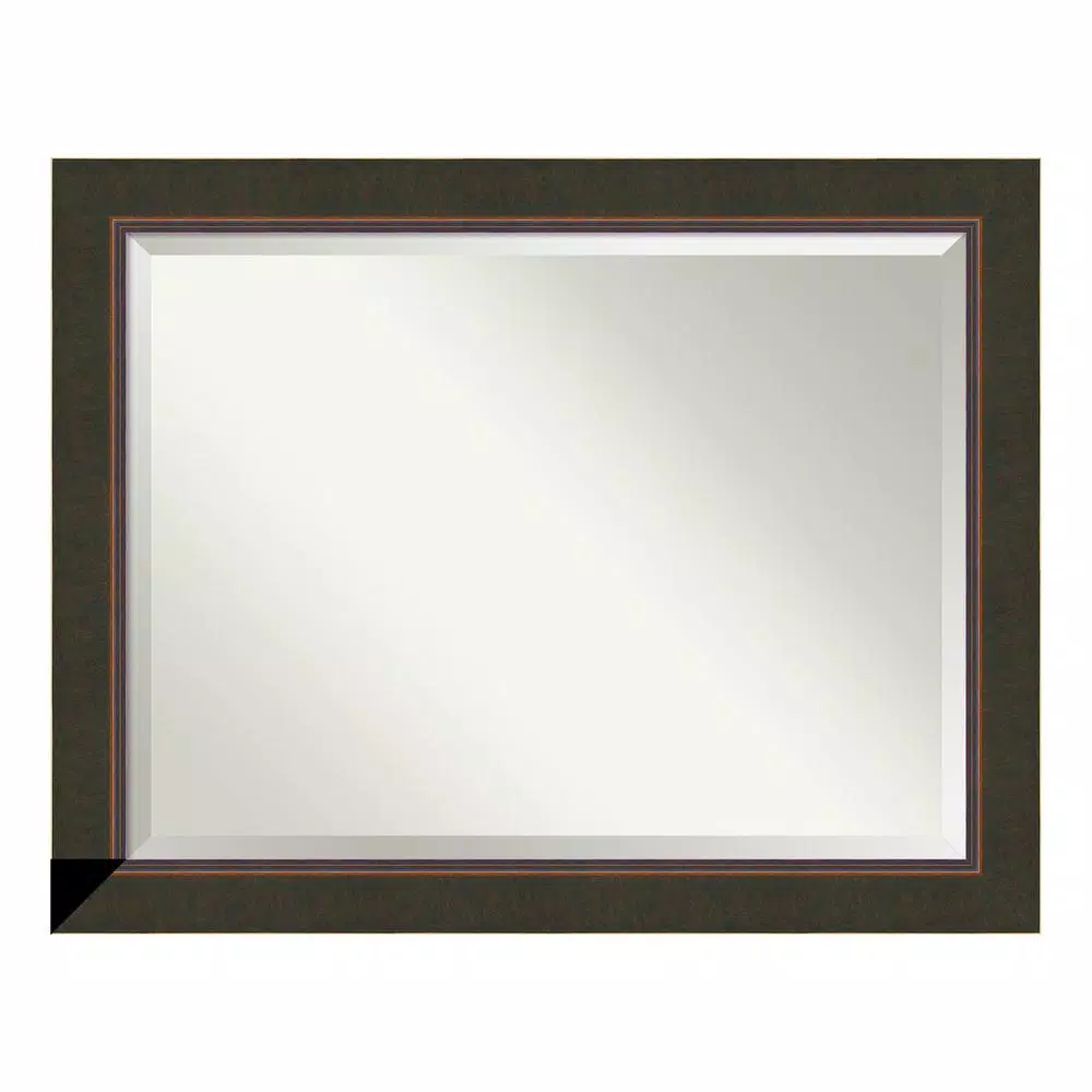 Amanti Art Milano 46.5 in. W x 36.5 in. H Rectangular Beveled Edge Bathroom Vanity Mirror, Dark Bronze