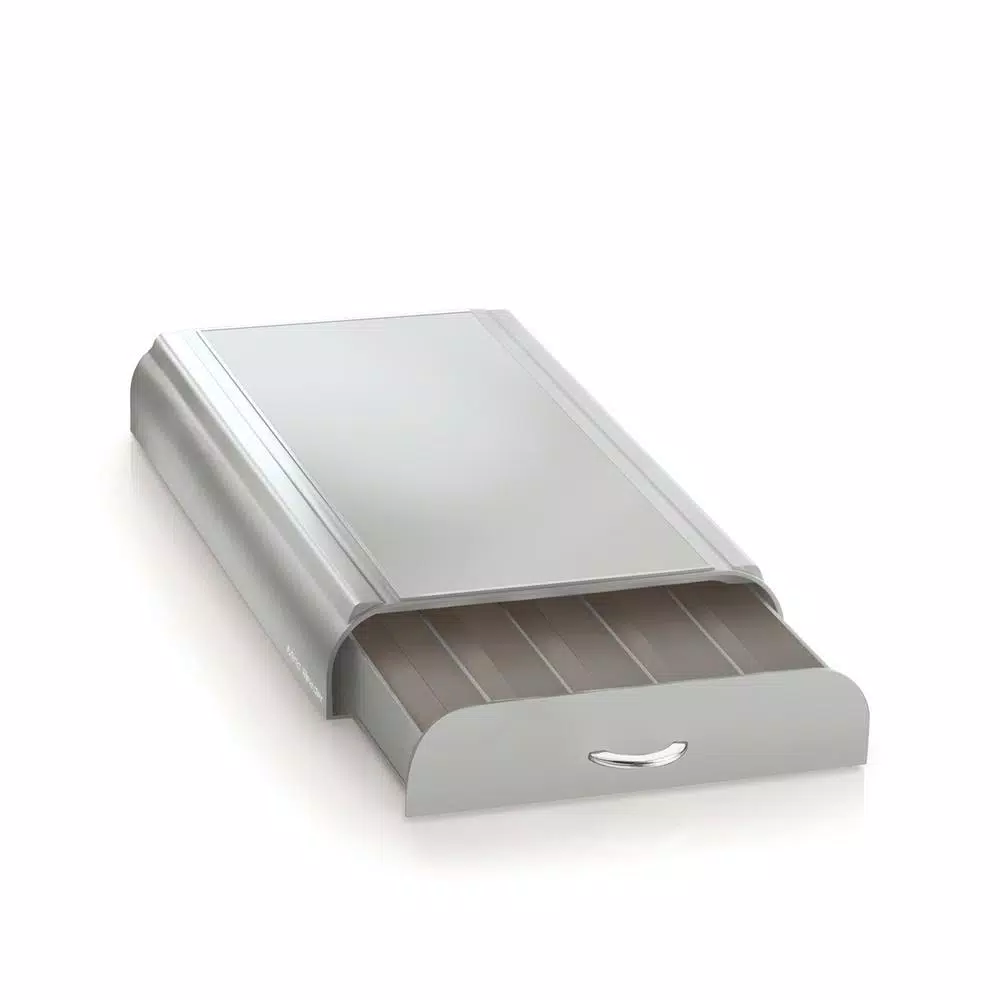 Mind Reader Anchor Silver Nespresso Coffee Capsule Drawer, 50-Capacity Pod Organizer & Machine Stand