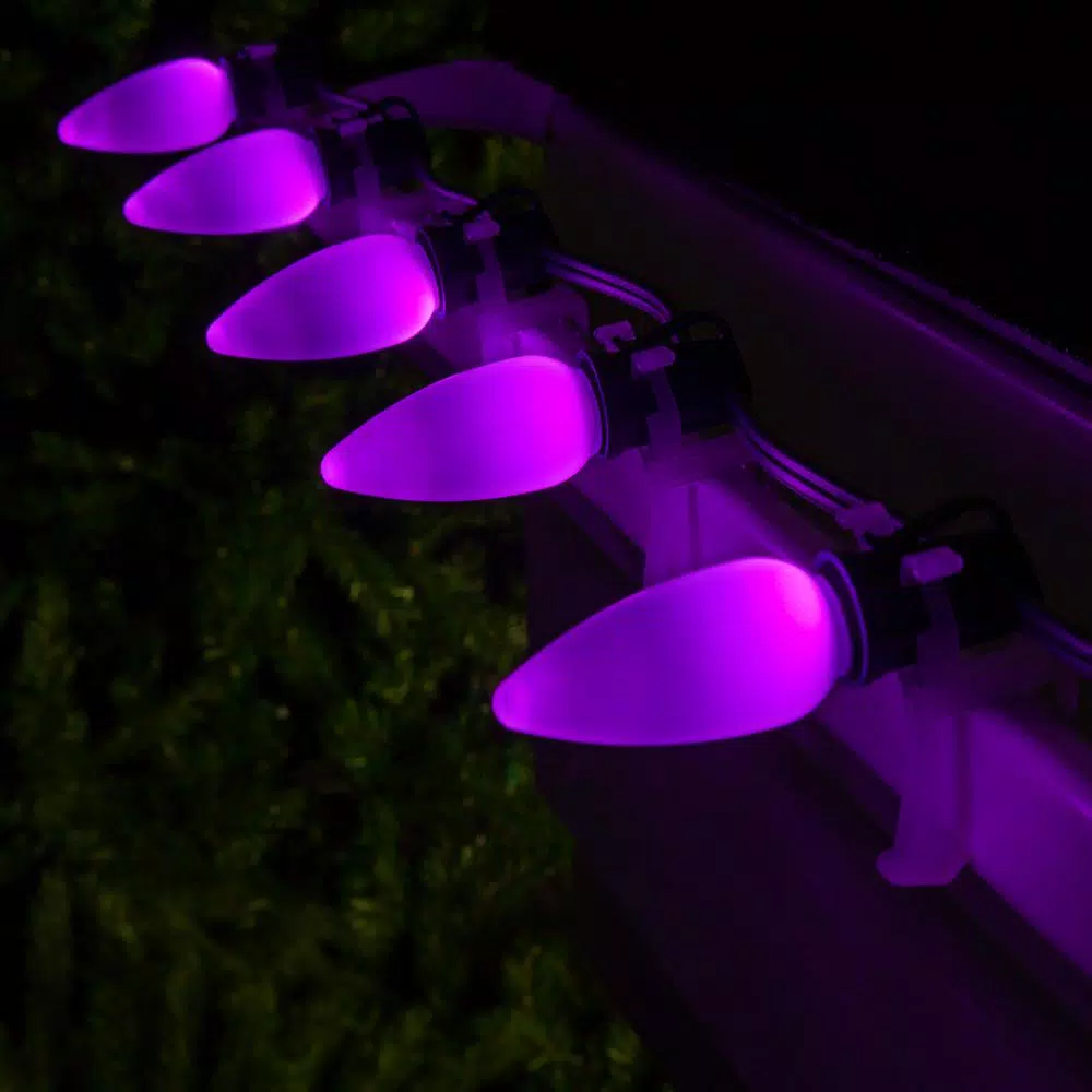 Wintergreen Lighting OptiCore C9 LED Purple Smooth Opaque Replacement Light Bulbs, 25-Pack