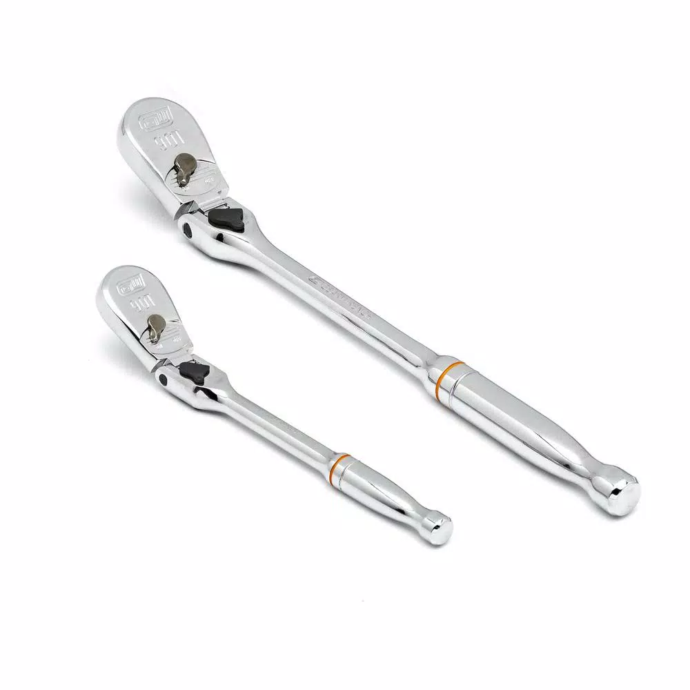 GEARWRENCH 90-Tooth Locking Flex Head Teardrop Ratchet Set, 1/4 in. and 3/8 in. Drive, 2-Piece