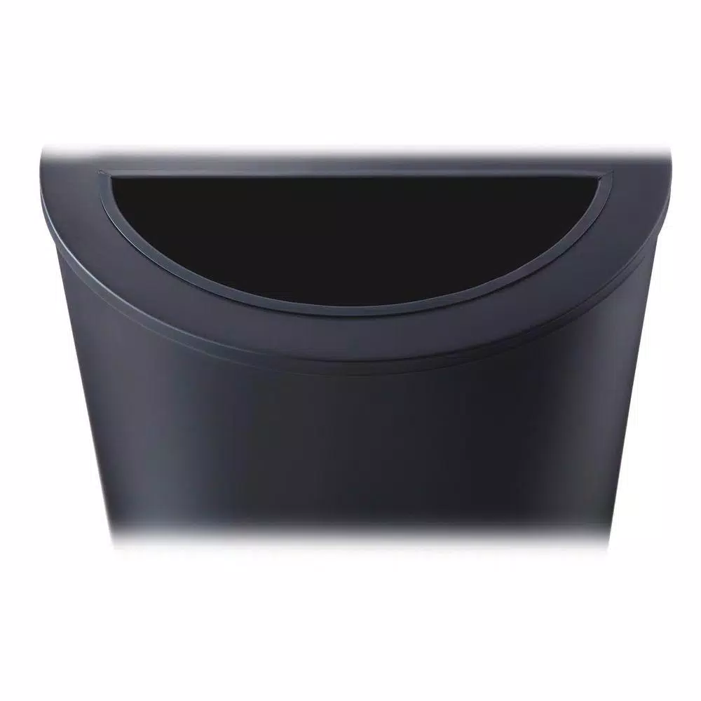 Safco 12.5 Gal. Matte Black Half-Round Steel Trash Can with 3 Interchangeable Lids