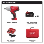 Milwaukee M18 18V Cordless 3/4 in. High-Torque Impact Wrench Kit with (2) 3.0Ah Batteries, Charger, and Hard Case thumbnail 2
