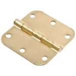 Hardware Essentials 3-1/2 in. Satin Brass Residential Door Hinge, 5/8 in. Round Corner, Full Mortise (9-Pack) thumbnail 1