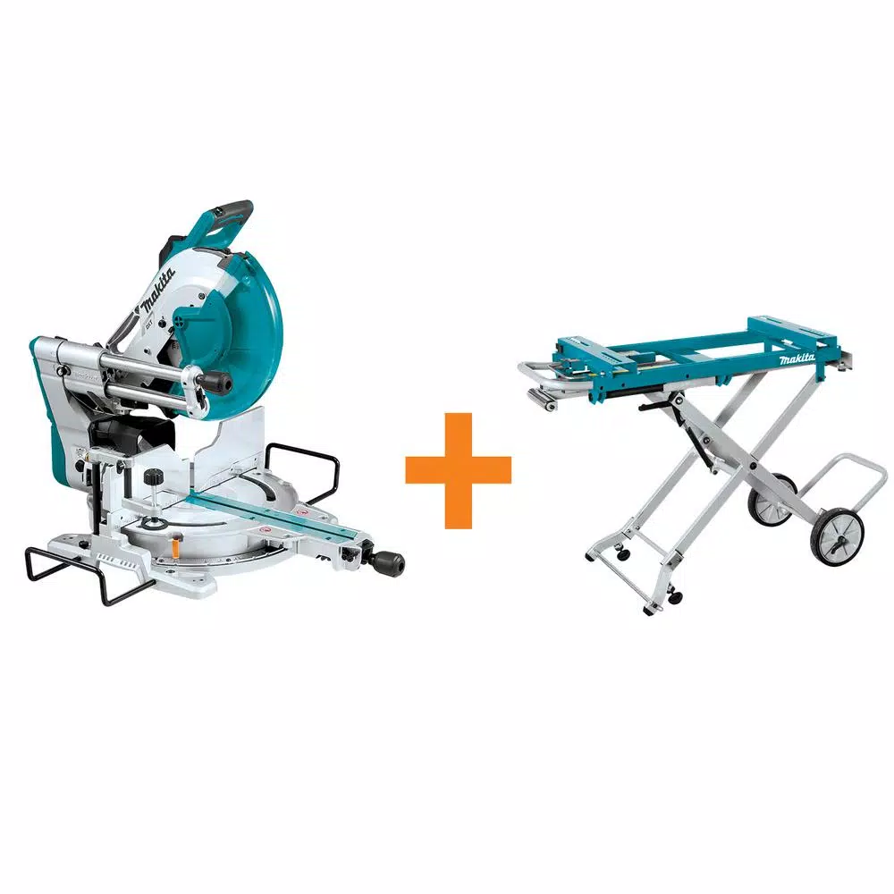 Makita 12 in. 15-Amp Dual-Bevel Sliding Compound Miter Saw with Laser and Portable Stand