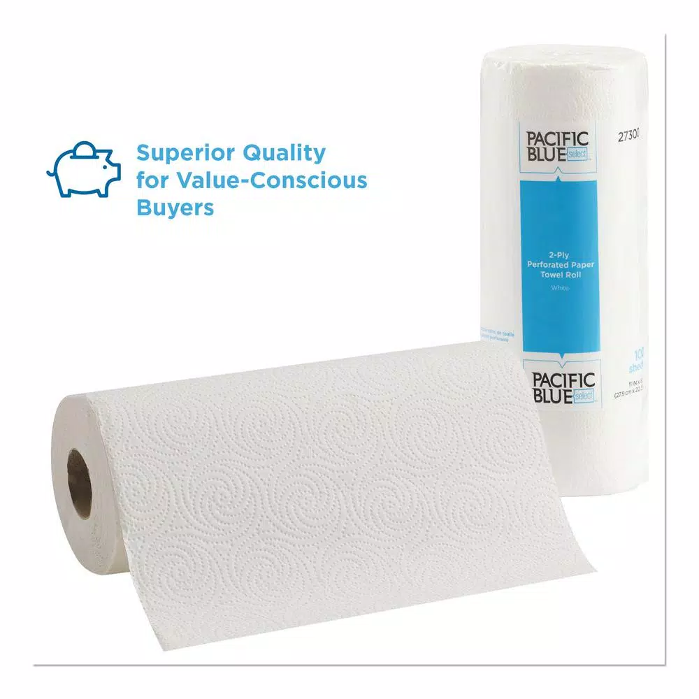 Georgia-Pacific Pacific Blue Select Perforated Paper Towels, 2-Ply, White, 100 Sheets per Roll, 30 Rolls per Carton