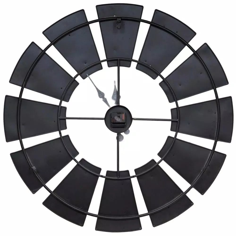 Pinnacle Gallery Solutions Oversized Windmill Wall Clock - Distressed Silver Metal and Wood