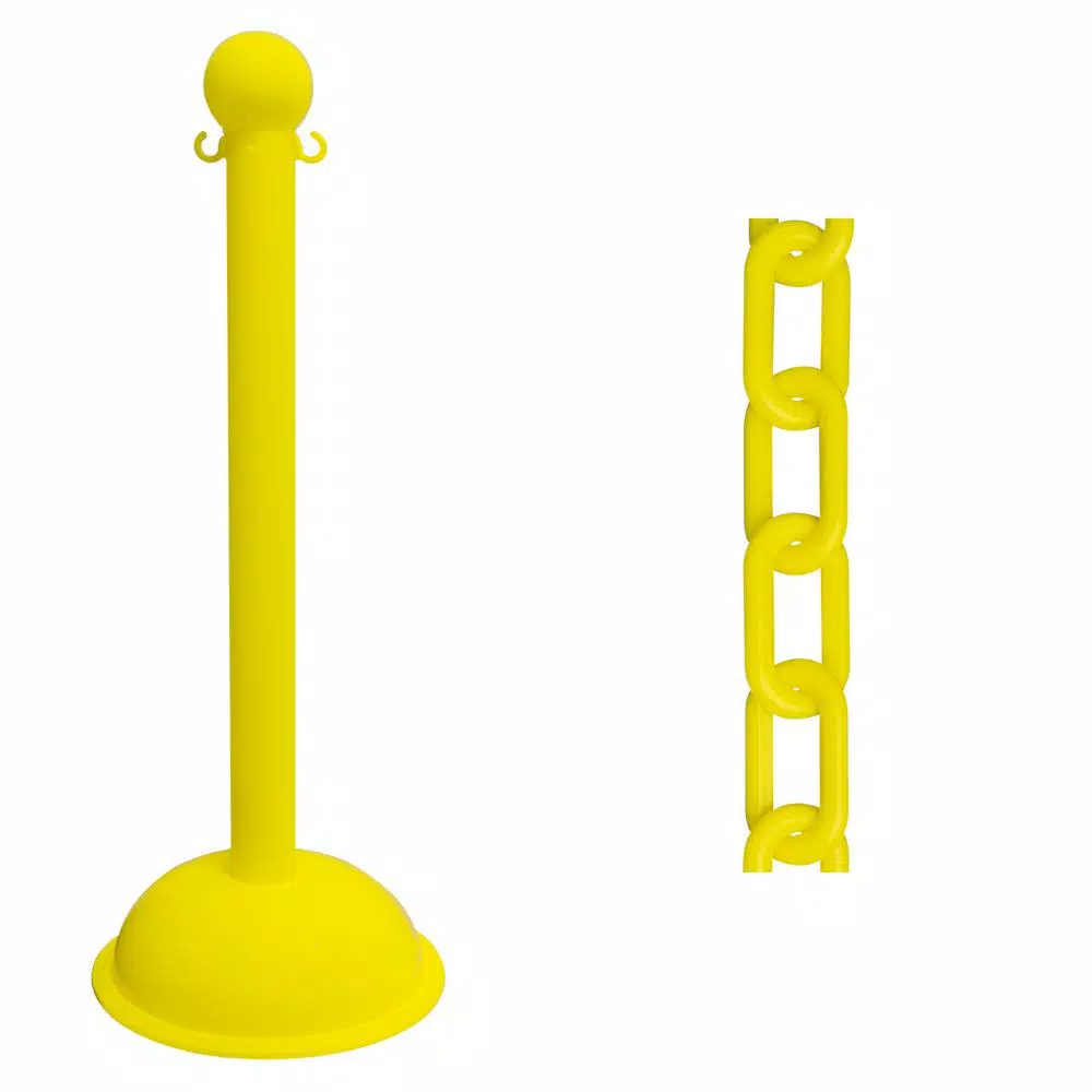 Mr. Chain Heavy-Duty Stanchion and Chain Kit, Yellow