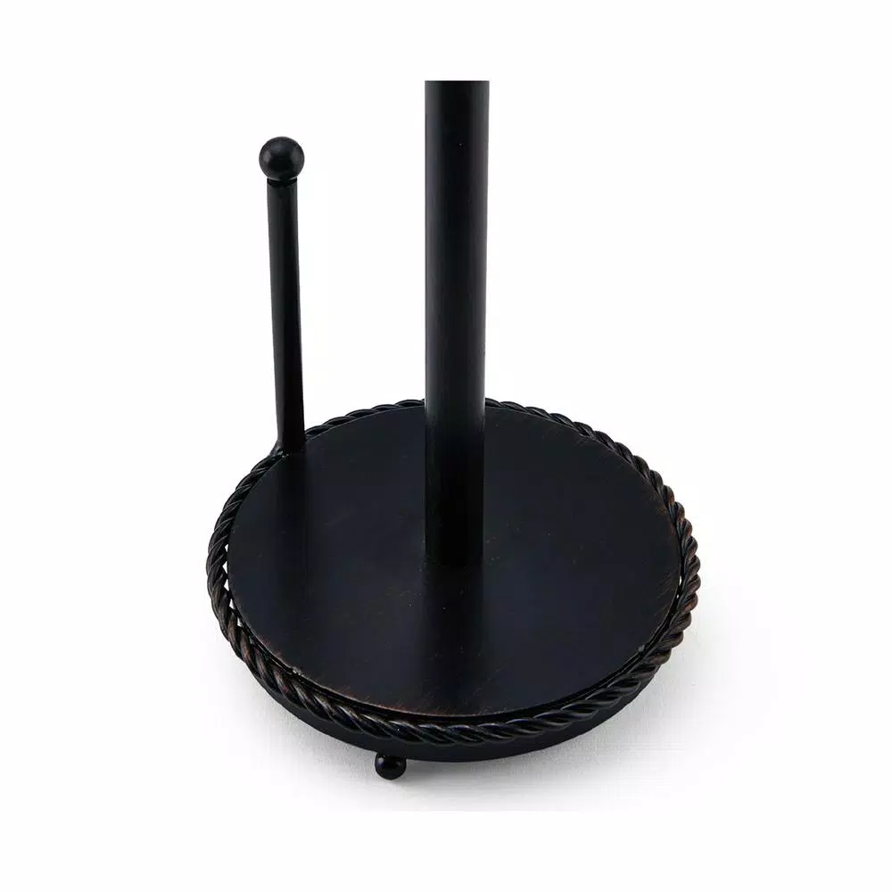 Gourmet Basics by Mikasa Mikasa Gourmet Basics 14 in. Rope Design Wrought Iron Paper Towel Holder, Black