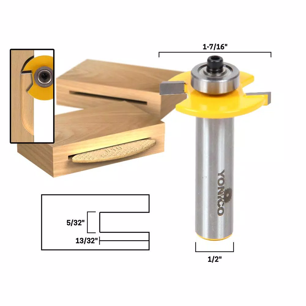 Yonico Biscuit Joint Slot Cutter #10, 1/2 in. Shank, Carbide Tipped Router Bit