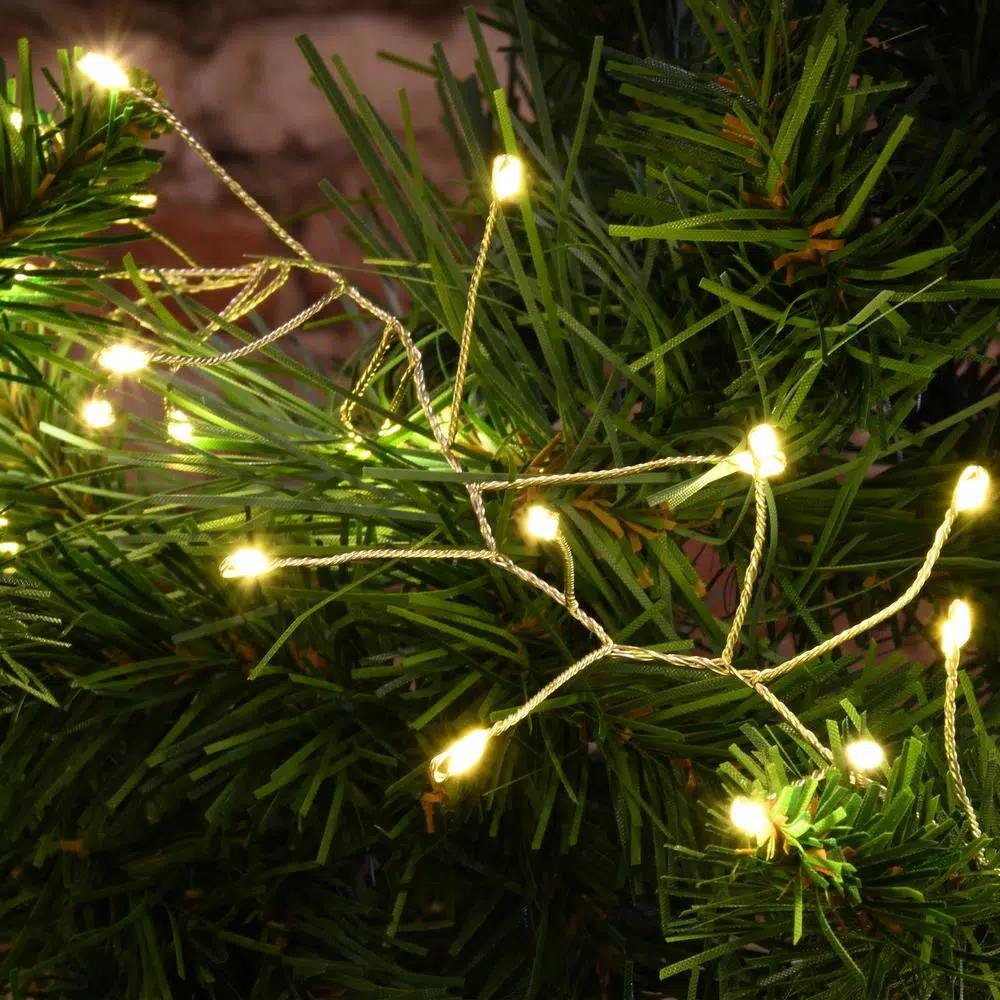 LUMABASE 100-Light LED Warm White Firecracker String Lights with Silver Cord, 5 ft. (2-Pack)